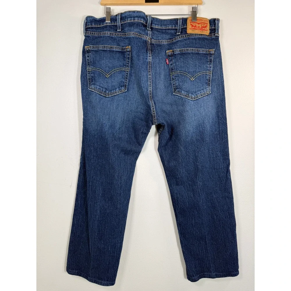 Levis 505 Regular Jeans Men Fits 38x27 Dk Wash Blue Straight Leg Denim Workwear